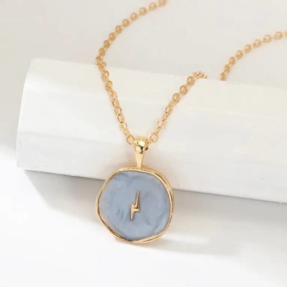 GRAY Resin Lightning Bolt Lucky Charms Necklace - Picture 1 of 8